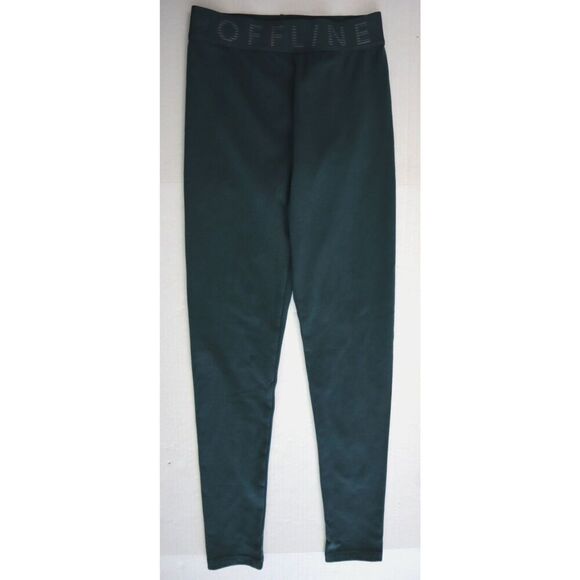 Offline x Aerie Women's Sz XS Deep Forest Green OG Logo Regular Rise Leggings - Picture 1 of 13